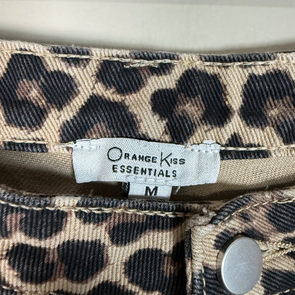 Orange Kiss Essentials 100% Cotton Leopard Mid Rise Straight Leg Jeans Medium - Picture 8 of 10